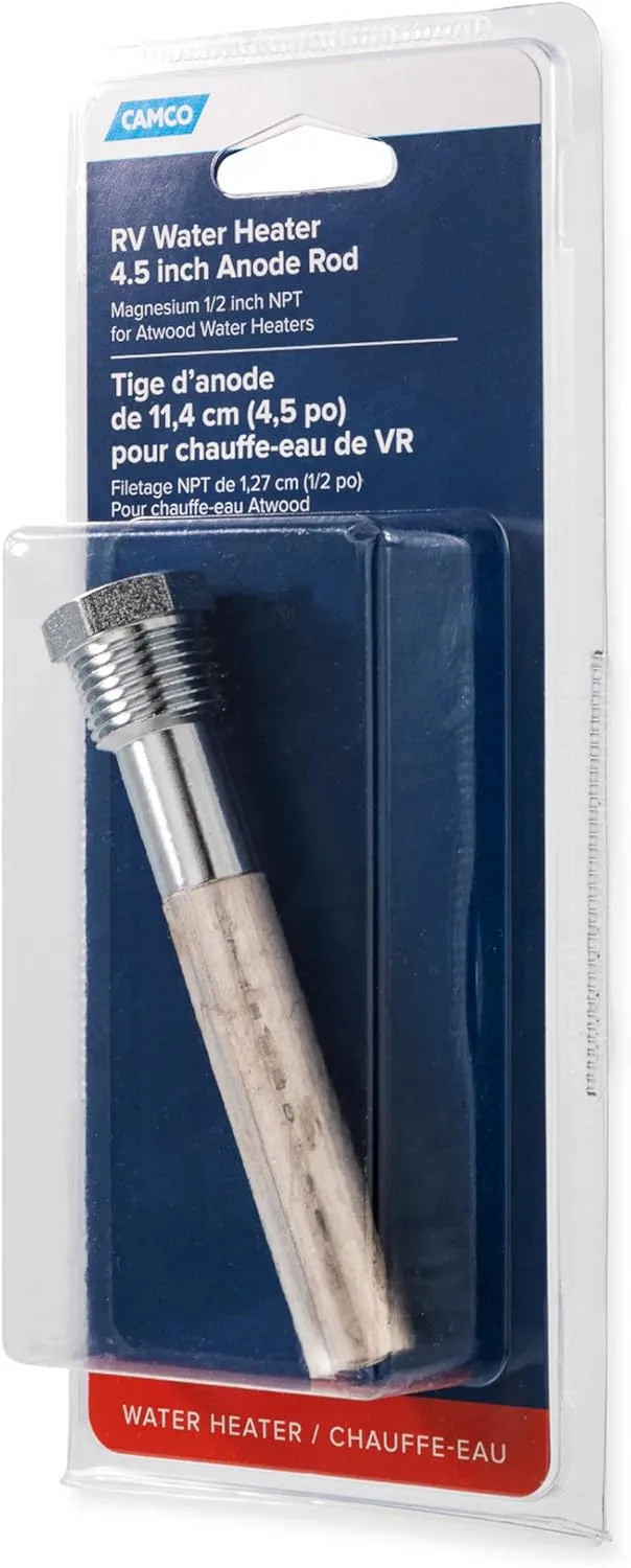 Camco Magnesium RV Anode Rod for Atwood Water Heaters - 1/2" NPT x 4.5" L (11553)