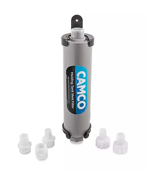 Camco Marine Holding Tank Vent Filter Kit | Easy Install | Features granular Activated Carbon (GAC) for Maximum Odor Control