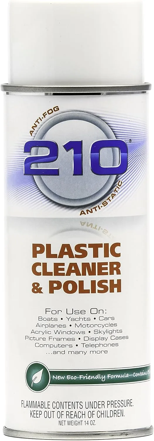 Camco Plastic Cleaner and Polish | Protect Isinglass, PLEXIGLAS, and Vinyl | Spray | 14oz (40934) 14 Ounce