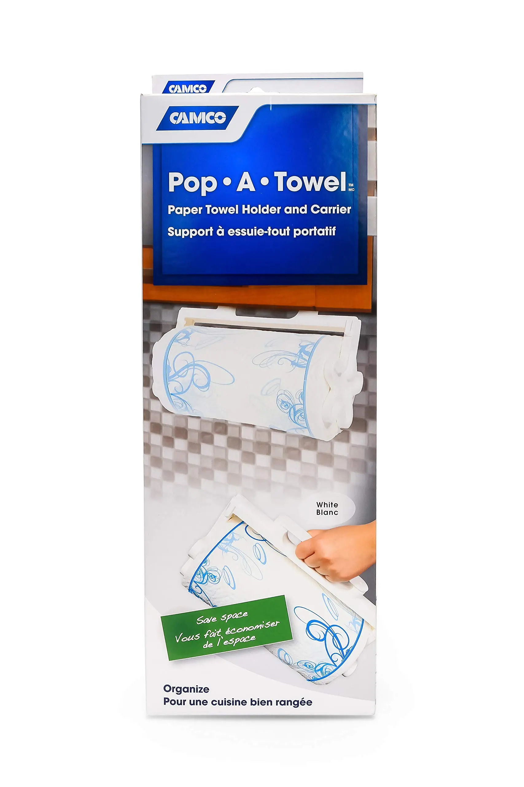 Camco Pop-A-Towel Mountable/Portable Paper Towel Holder Dispenser - White (57111)