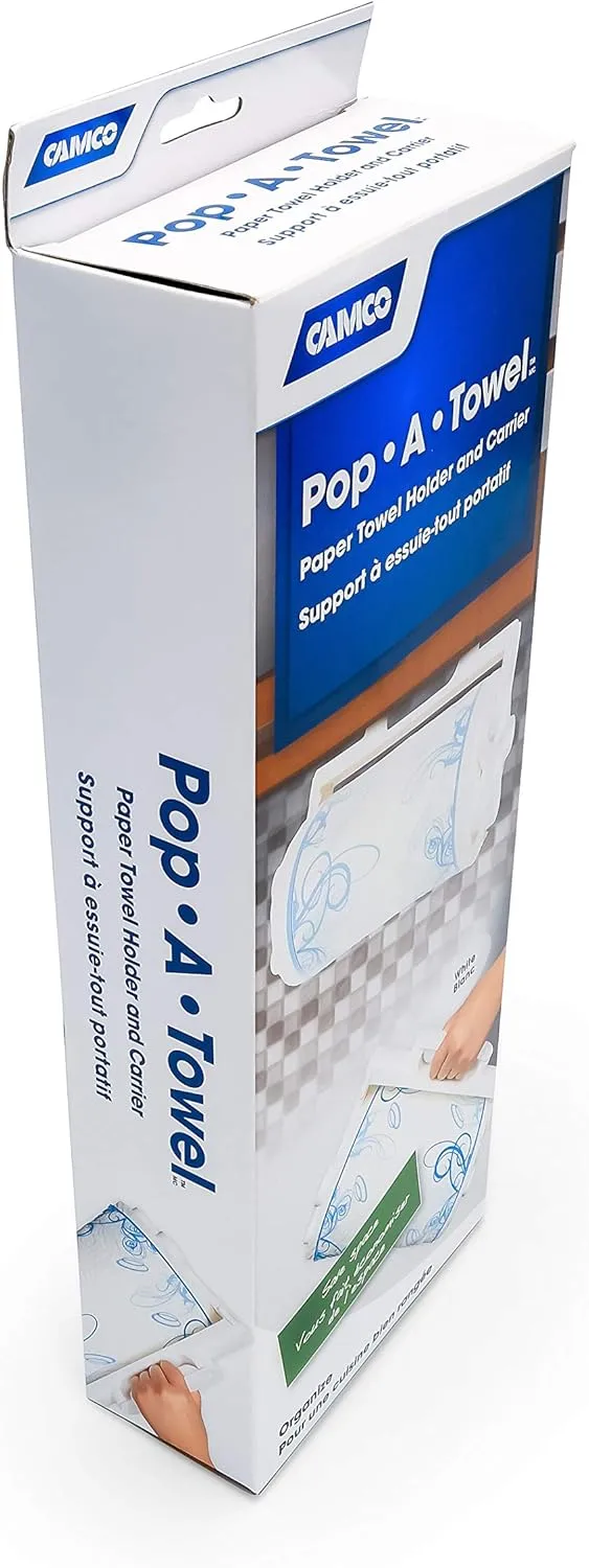 Camco Pop-A-Towel Mountable/Portable Paper Towel Holder Dispenser - White (57111)