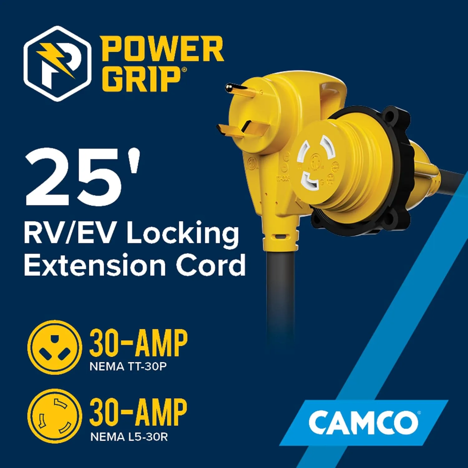 CAMCO PowerGrip 30-Amp RV/EV Extension Cord, 10-Gauge