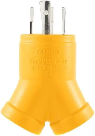 Camco 55438 PowerGrip 4-Prong Generator Adapter (30M/2 x 15F)