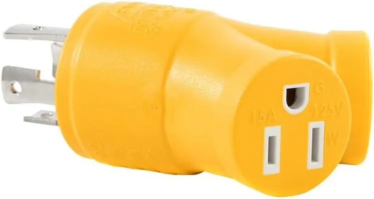 Camco 55438 PowerGrip 4-Prong Generator Adapter (30M/2 x 15F)