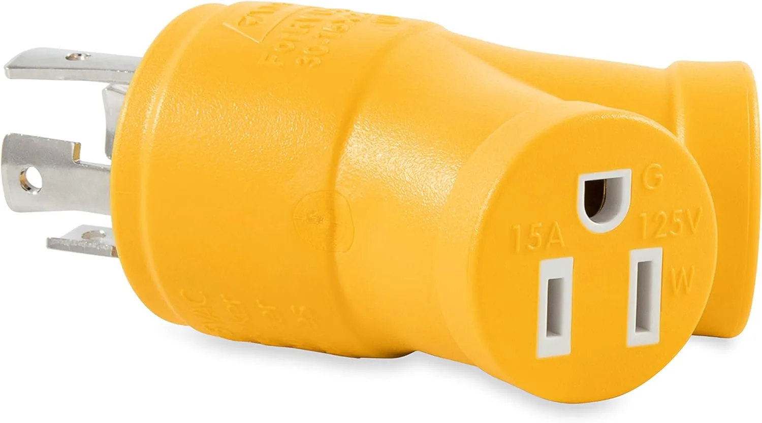 Camco 55438 PowerGrip 4-Prong Generator Adapter (30M/2 x 15F)