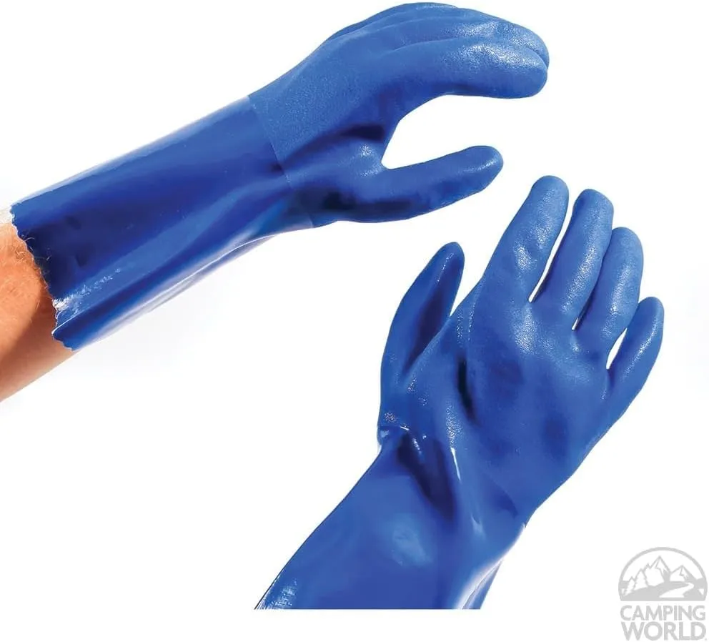 Camco Durable All Purpose RV and Camper Reusable Sanitation Gloves - Blue PVC - 1 Pair (40287)