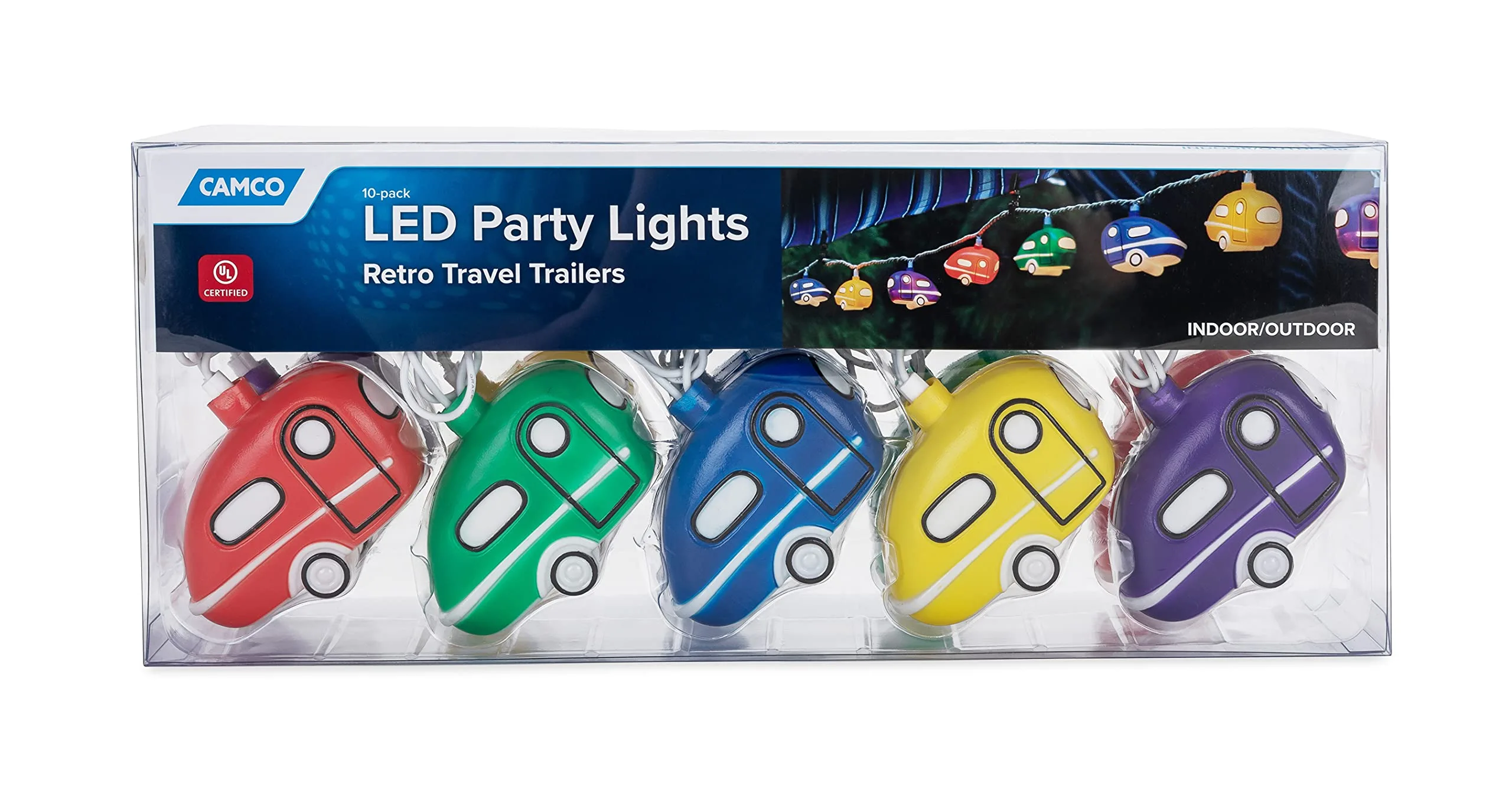Camco Retro Travel Trailer Party Lights - 8' Strand with 10 Lights (42655)
