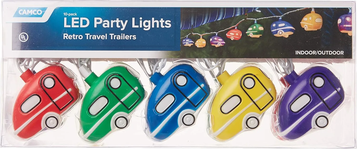 Camco Retro Travel Trailer Party Lights - 8' Strand with 10 Lights (42655)
