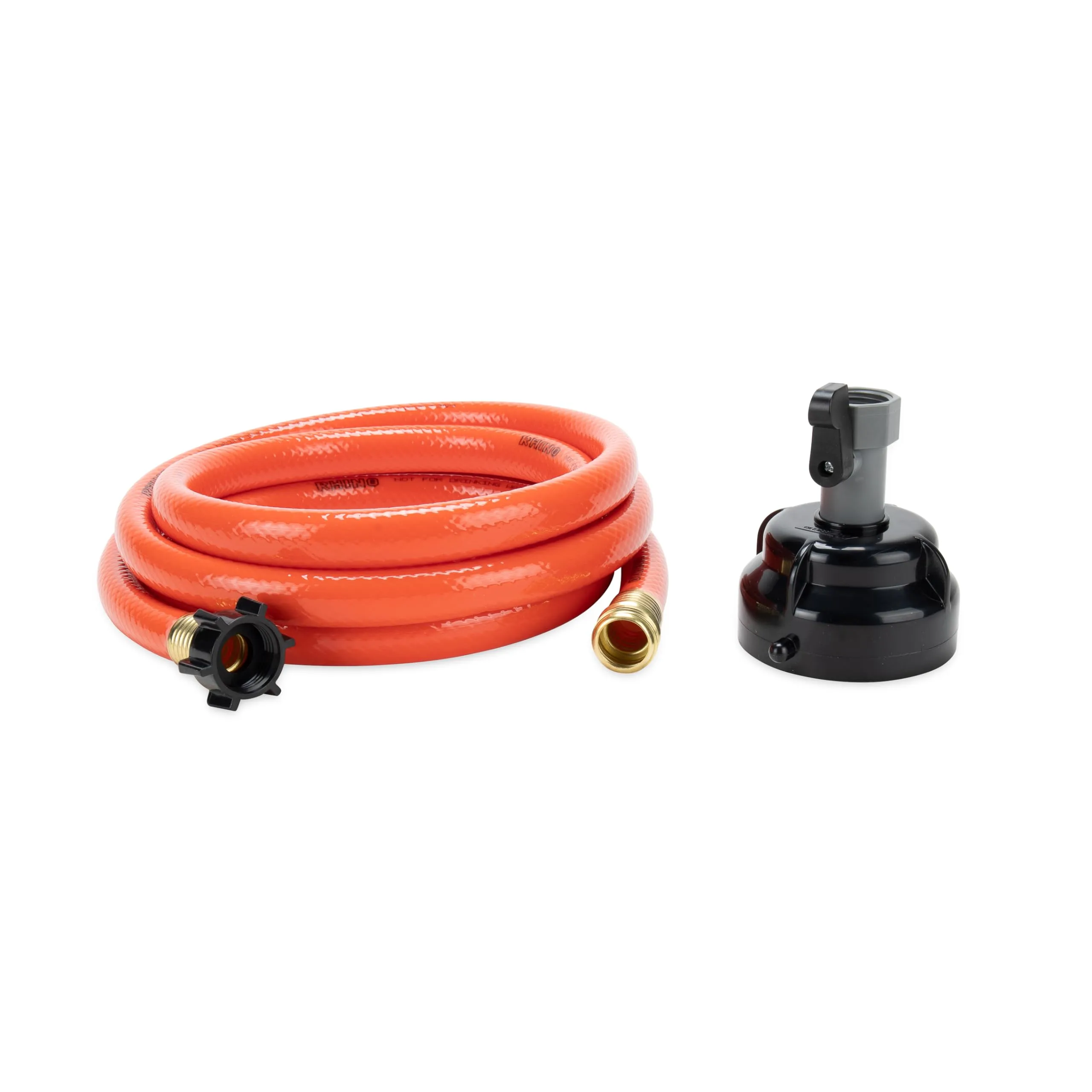 Camco RhinoFlex 10-Ft RV Clean-Out Gray/Black Water Hose with Rinser Cap | Features 4-Way Water Pressure Blaster & Water