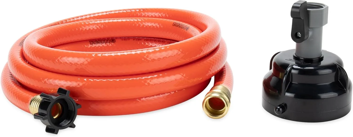 Camco RhinoFlex 10-Ft RV Clean-Out Gray/Black Water Hose with Rinser Cap | Features 4-Way Water Pressure Blaster & Water