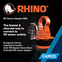 Camco Rhino RV Sewer Adapter PRO - Clear Sewer Hose Elbow with Drain Lock Adapter