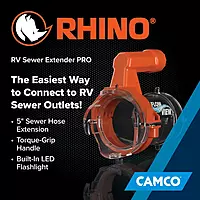 Camco Rhino RV Sewer Hose Extender PRO – 5 Sewer Hose Extension — Torque-Grip Handle with Built-in LED Flashlight
