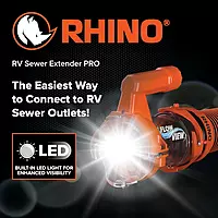 Camco Rhino RV Sewer Hose Extender PRO – 5 Sewer Hose Extension — Torque-Grip Handle with Built-in LED Flashlight