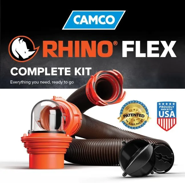 Camco RhinoFLEX RV Sewer Hose Kit with Removable 4-in-1 Elbow Adapter