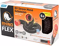 Camco RhinoFLEX RV 5ft Sewer Hose Extension Kit with Swivel Fitting - 39765 , Black