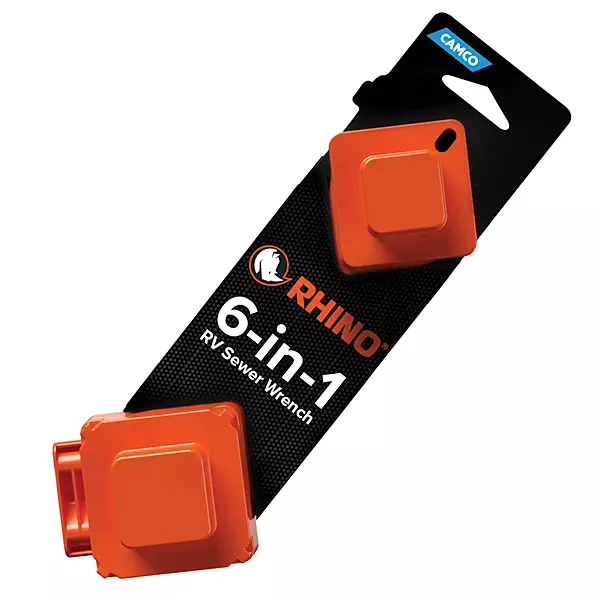 Camco RhinoFLEX 6-in-1 RV Sewer Wrench | Compatible with 3-Inch and 4-Inch Male or Female Sewer Clean-out Plugs