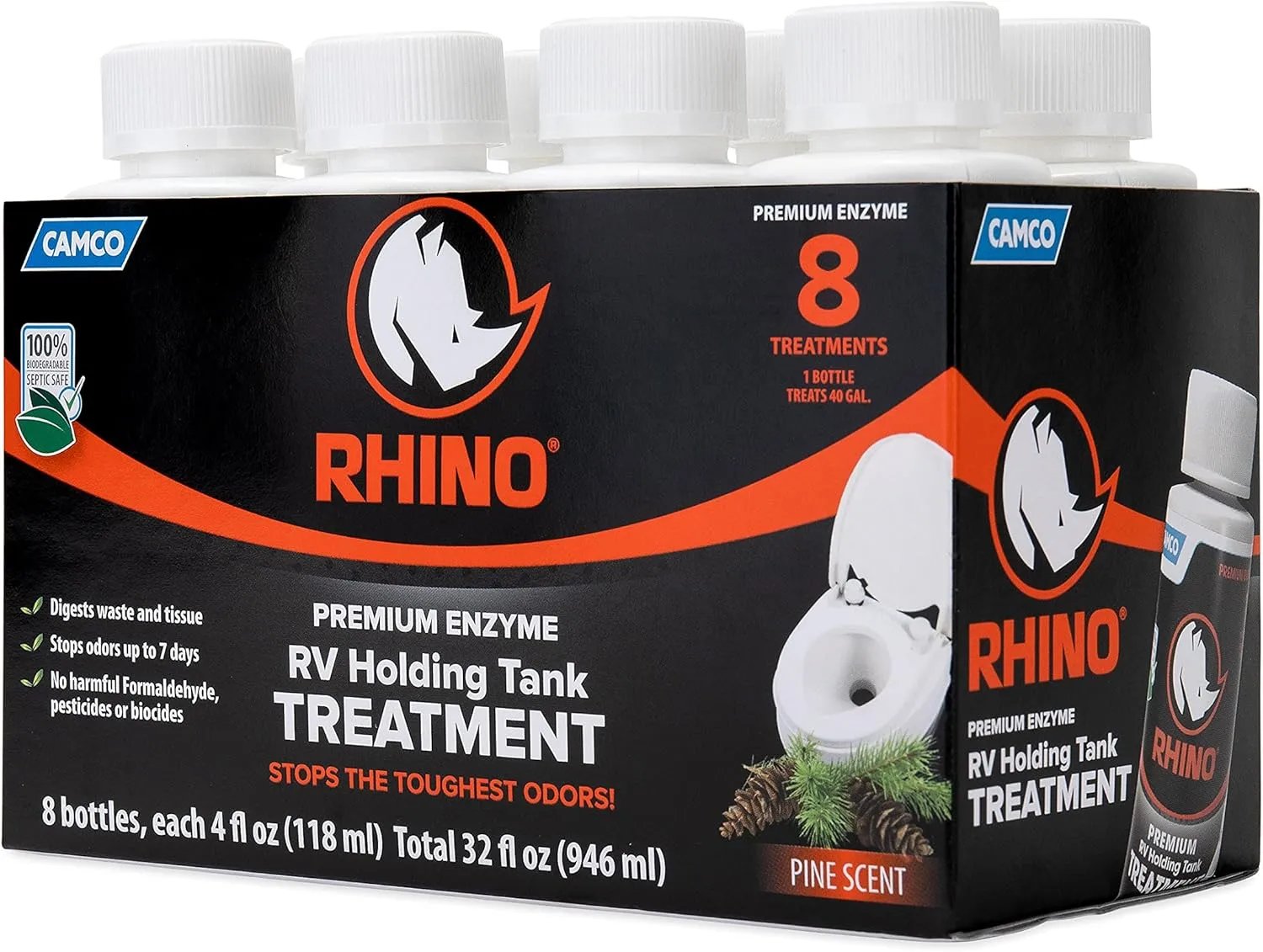 Camco Rhino RV Holding Tank Treatment (Enzyme, Septic Safe)