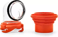 Camco 39736, RhinoFlex Clear RV Sewer Hose Elbow with 4-in-1 Adapter | Features a 360-Degree Fitting Rotation and Built-in