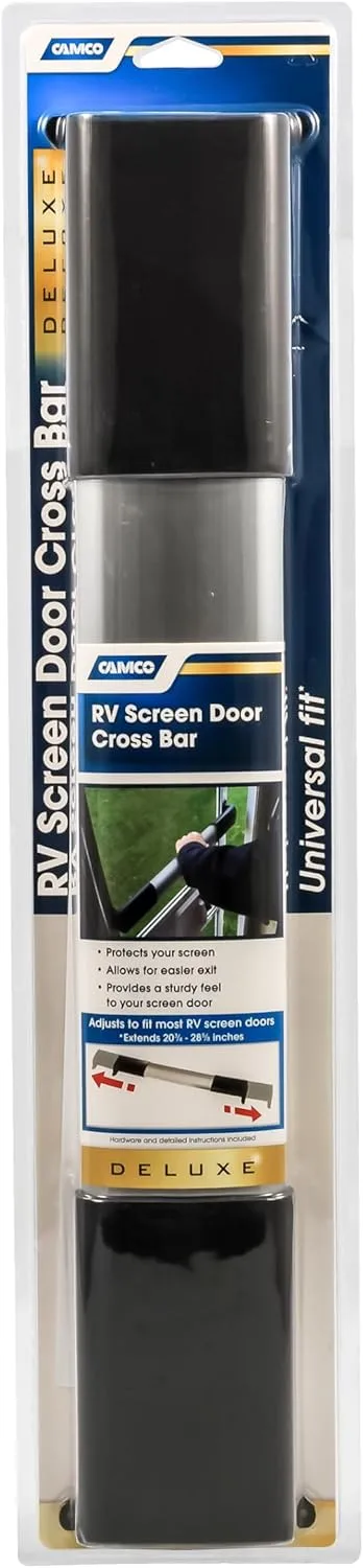 Camco RV Screen Door Cross Bar Handle, Adjustable 21-5/8–28-5/8 in