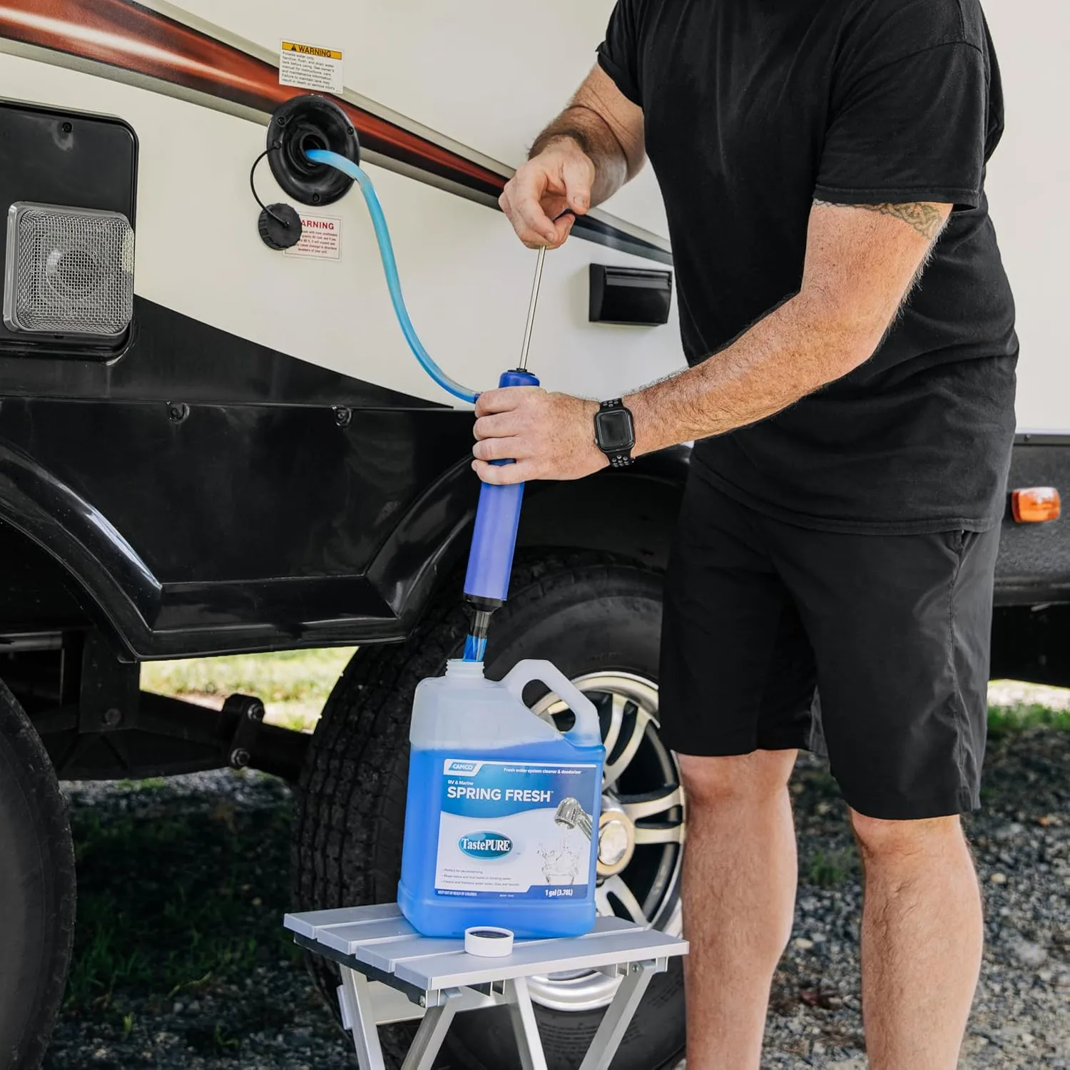 Camco RV Antifreeze Hand Pump Kit - RV Winterizing Kit - Protect RV Plumbing & Simplify The RV Winterizing Process - Manually Pump Antifreeze Directly into The RV Waterline & Supply Tanks (36003)