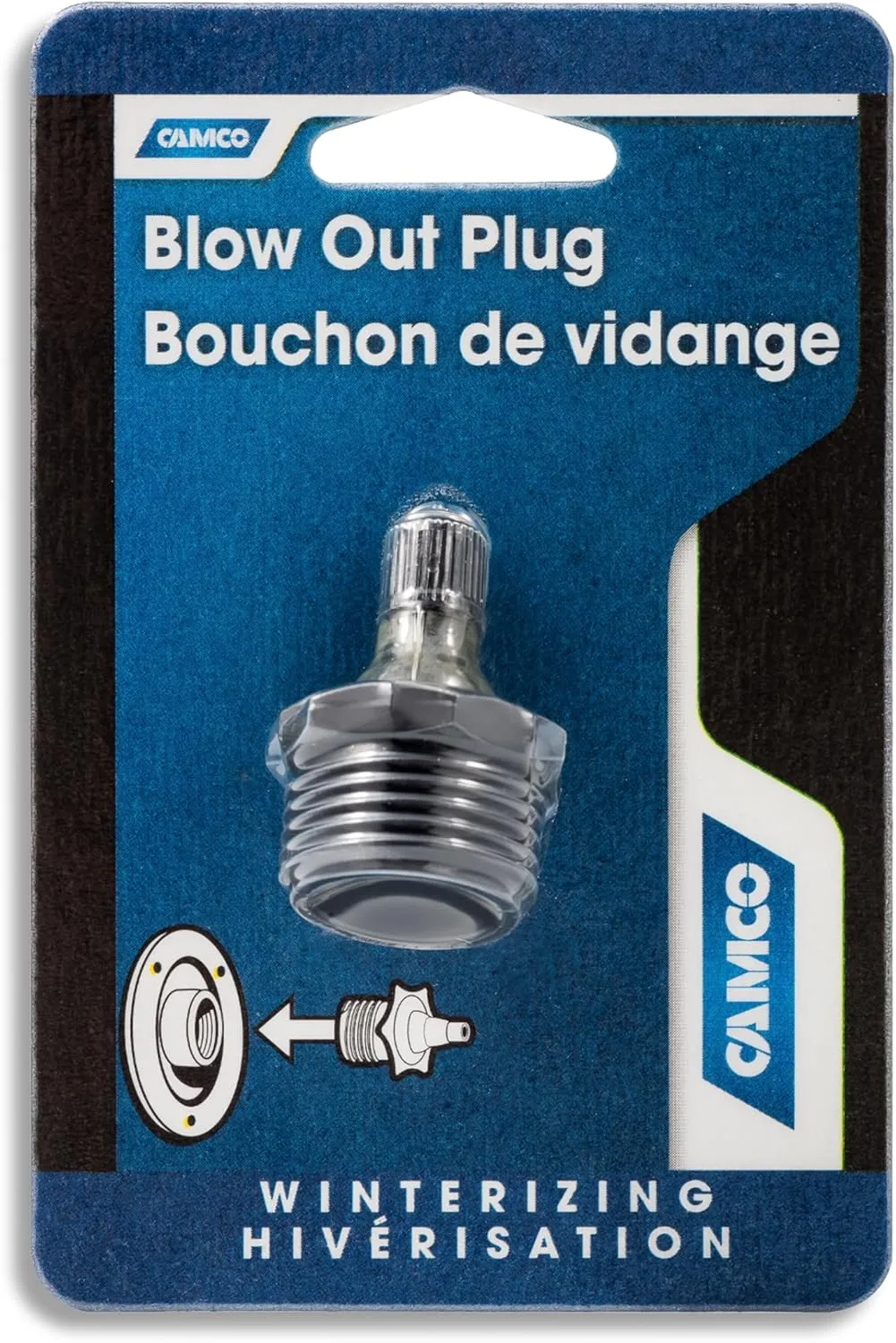 Camco RV Blow Out Plug with Schrader Valve - Features Rust Resistant Double Plastic Construction - Essential RV Winterization Tool Prevents Freeze Damage (36133)