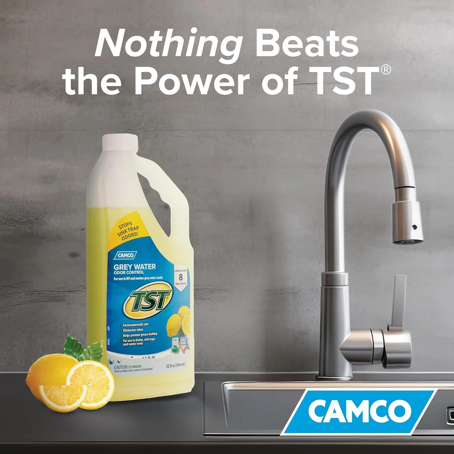 CAMCO TST RV Grey Water Odor Control, Lemon Scent