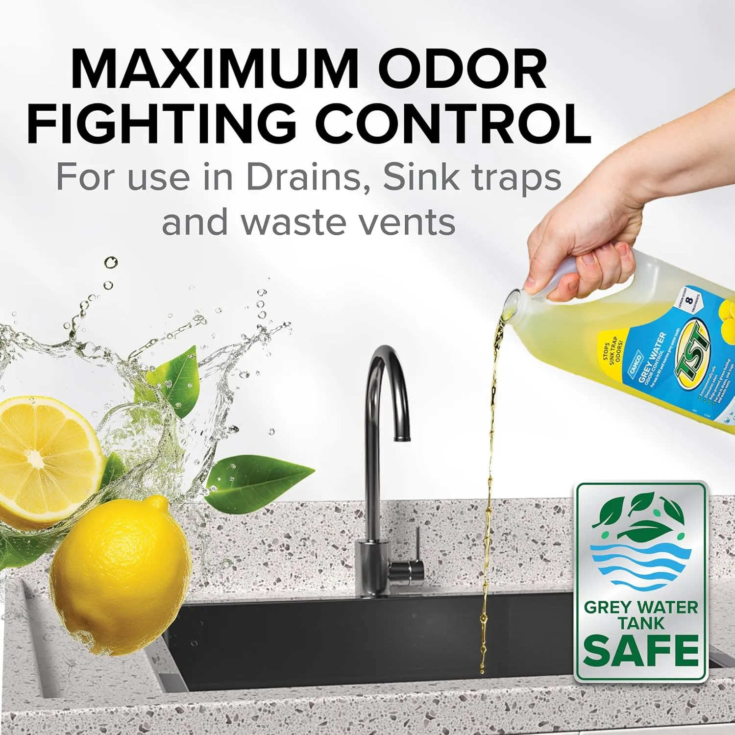 CAMCO TST RV Grey Water Odor Control, Lemon Scent