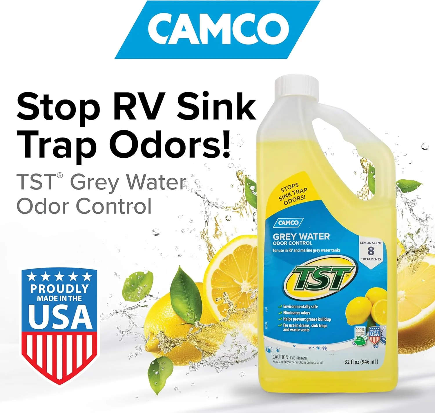 CAMCO TST RV Grey Water Odor Control, Lemon Scent