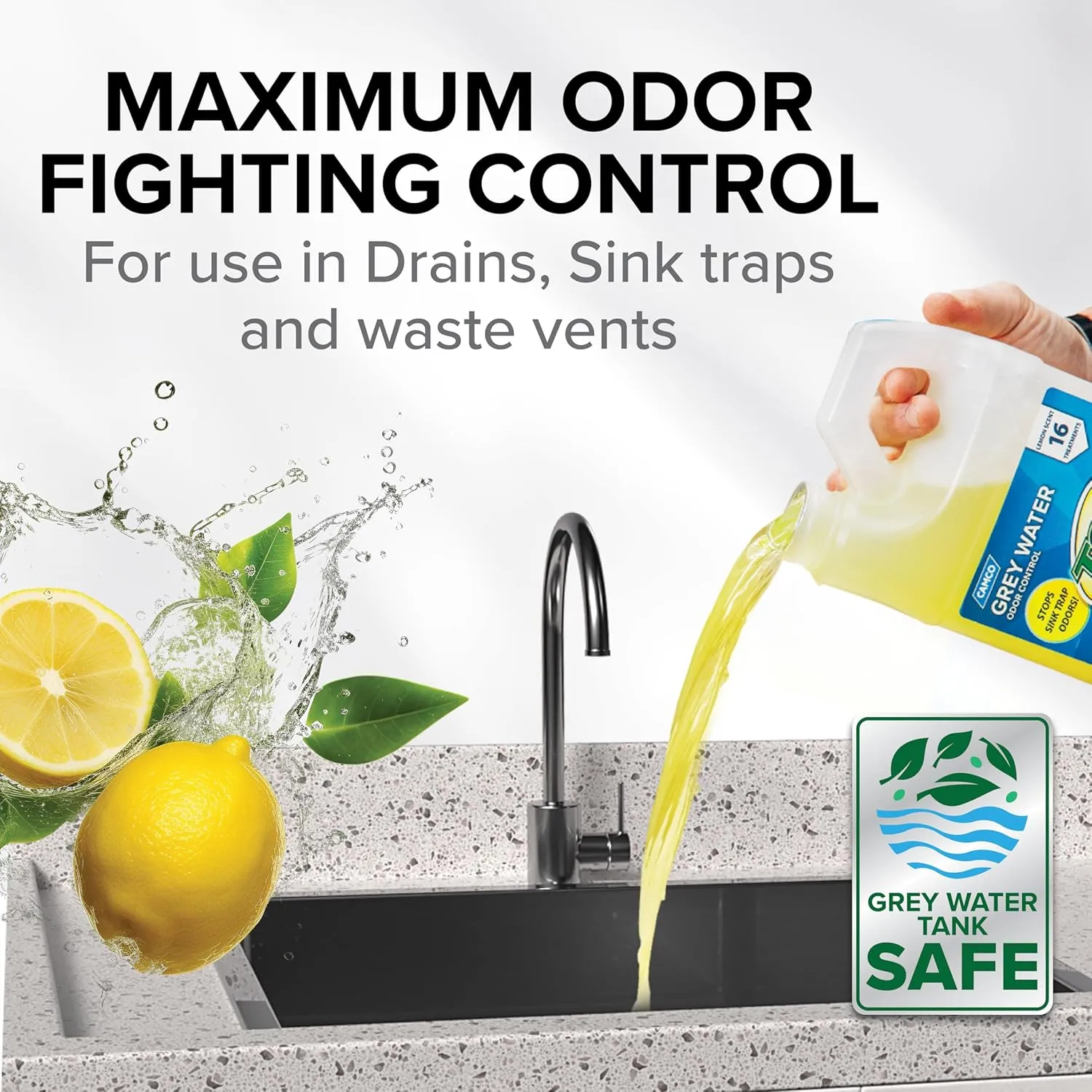CAMCO TST RV Grey Water Odor Control, Lemon Scent