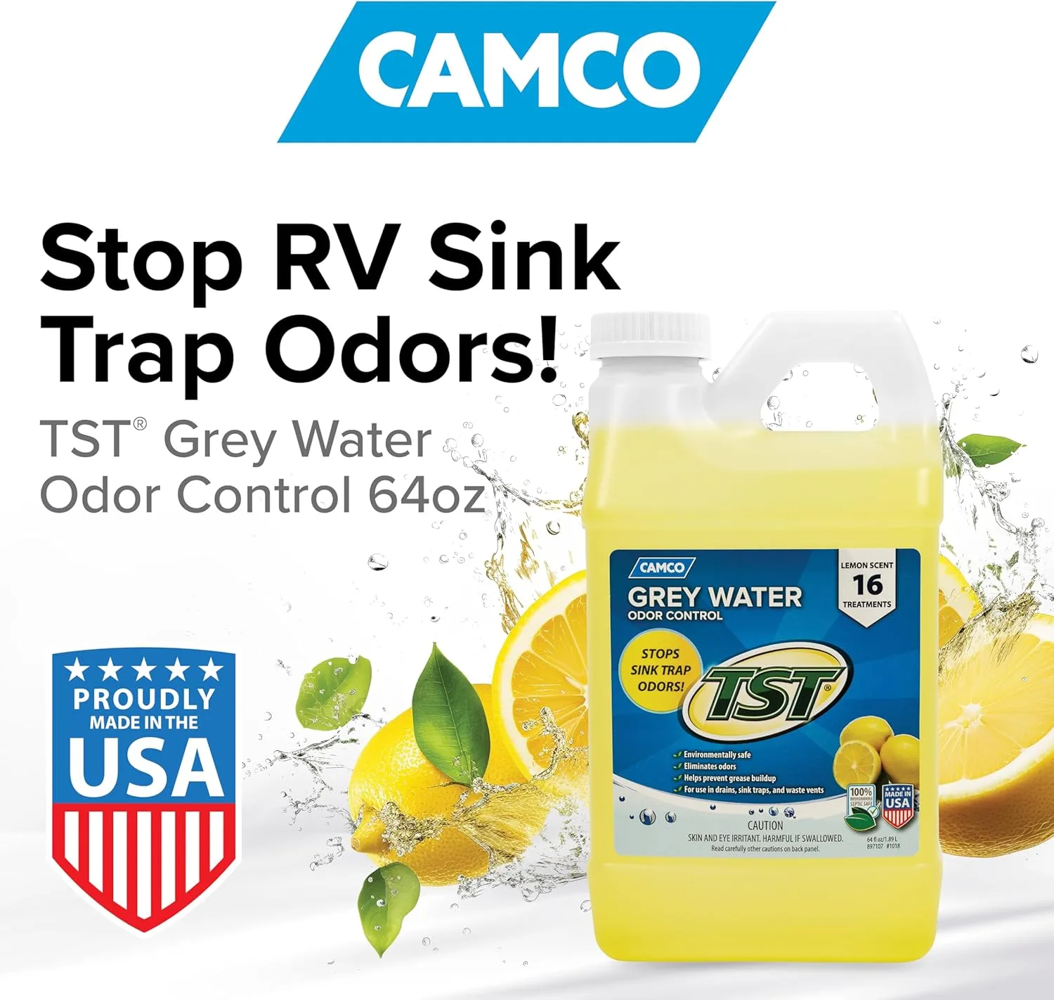 CAMCO TST RV Grey Water Odor Control, Lemon Scent