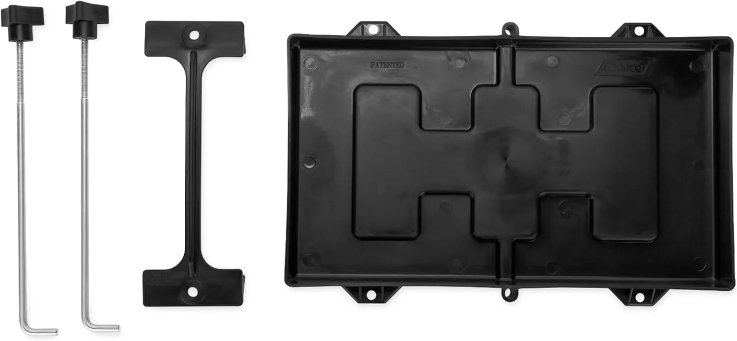 Camco RV Large Battery Hold-Down Tray - Holds Automotive, RV, and Marine Batteries to Stop Movement During Transportation (55404) black 1 Count (Pack of 1)