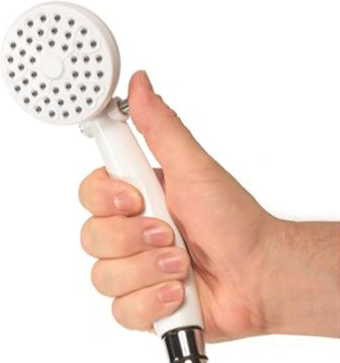 Camco RV Outdoor Shower Head with On/Off Switch, High Flow, White (44023)
