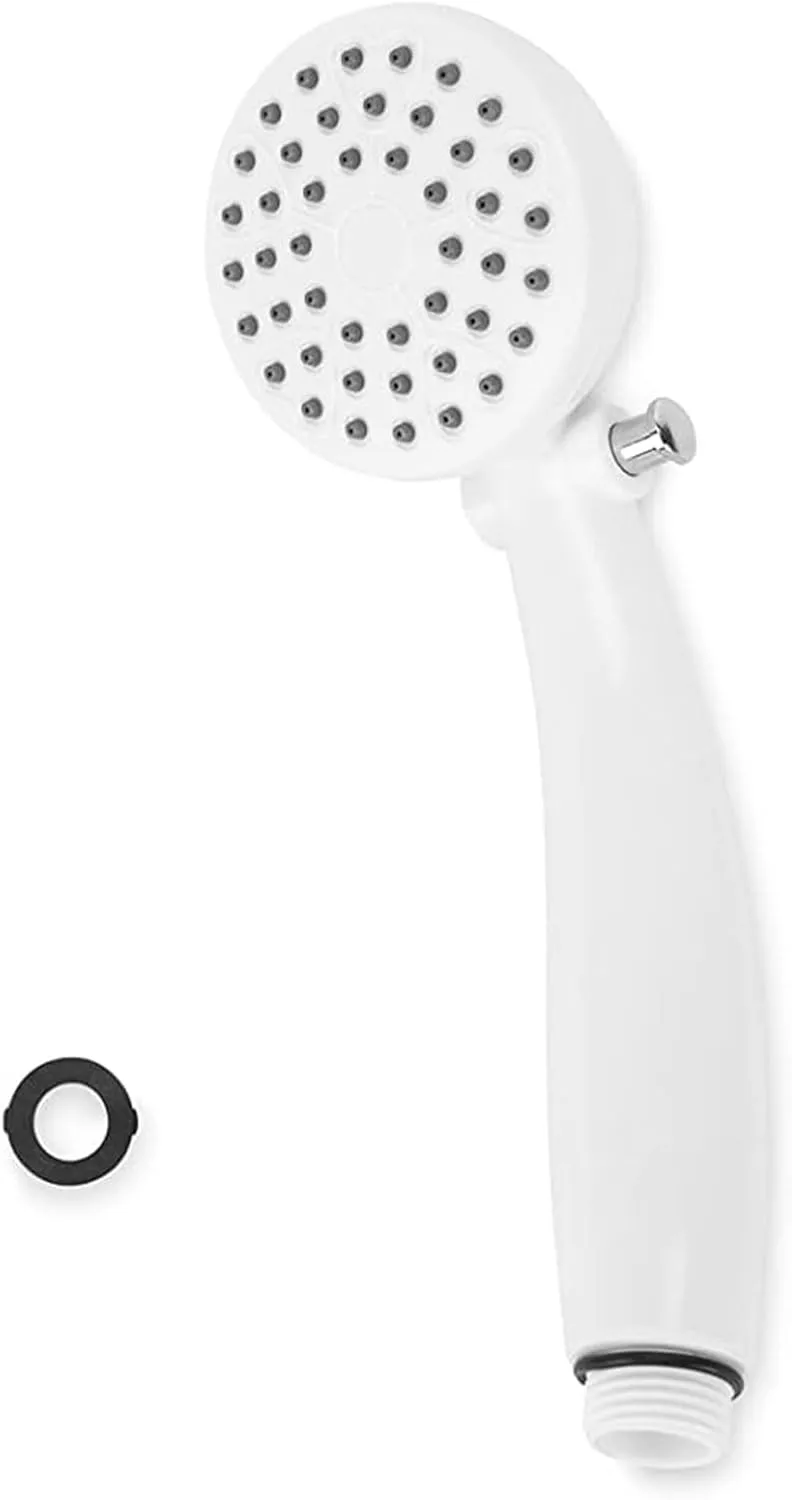 Camco RV Outdoor Shower Head with On/Off Switch, High Flow, White (44023)