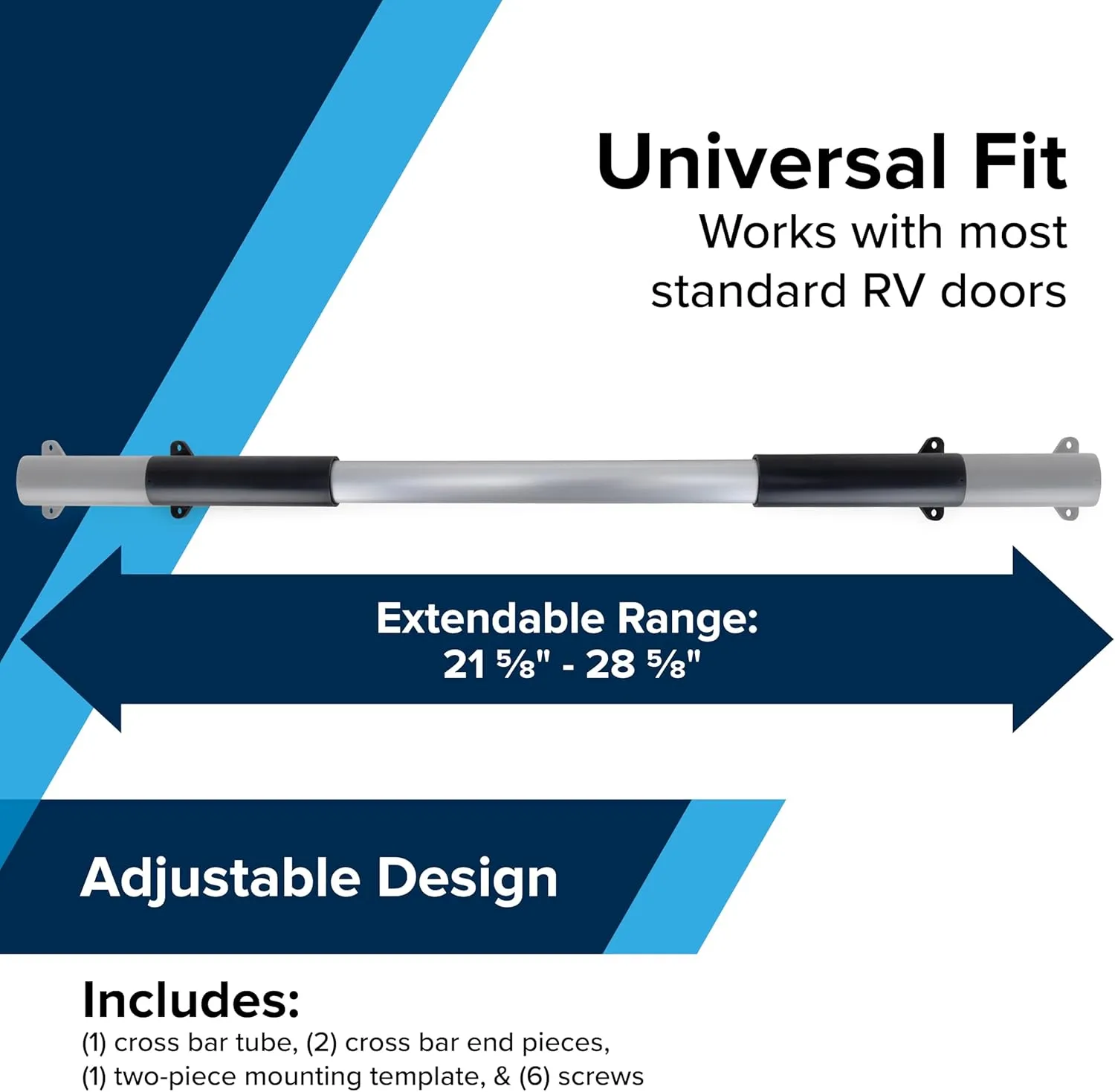 Camco RV Screen Door Cross Bar Handle, Adjustable 21-5/8–28-5/8 in