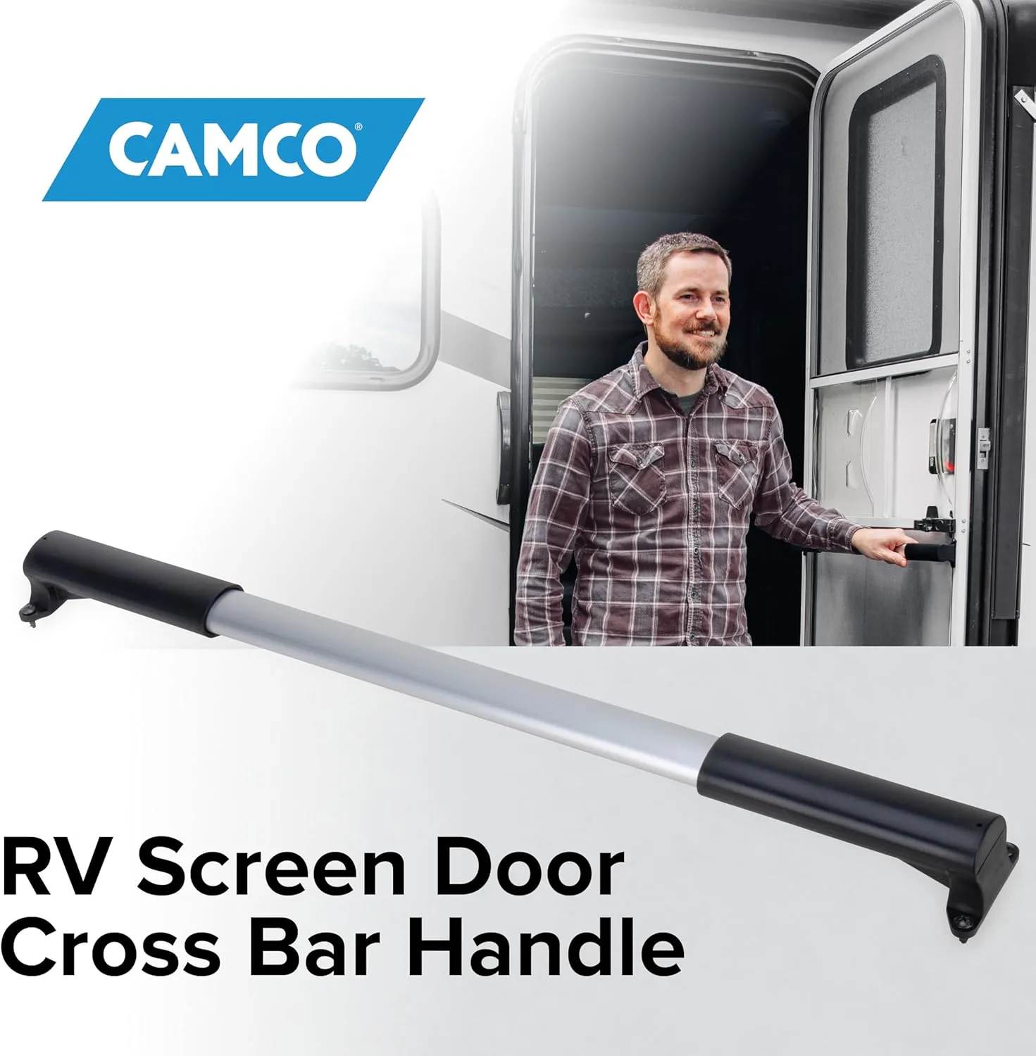 Camco RV Screen Door Cross Bar Handle, Adjustable 21-5/8–28-5/8 in