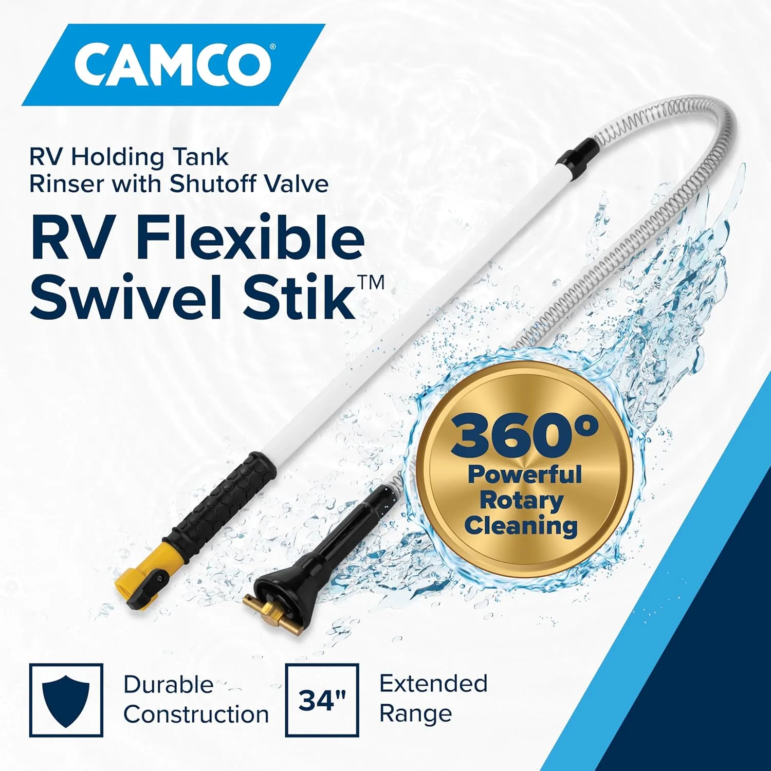Camco RV Holding Tank Swivel Stik Rinser - 34-Inch Flexible Reach (40074)