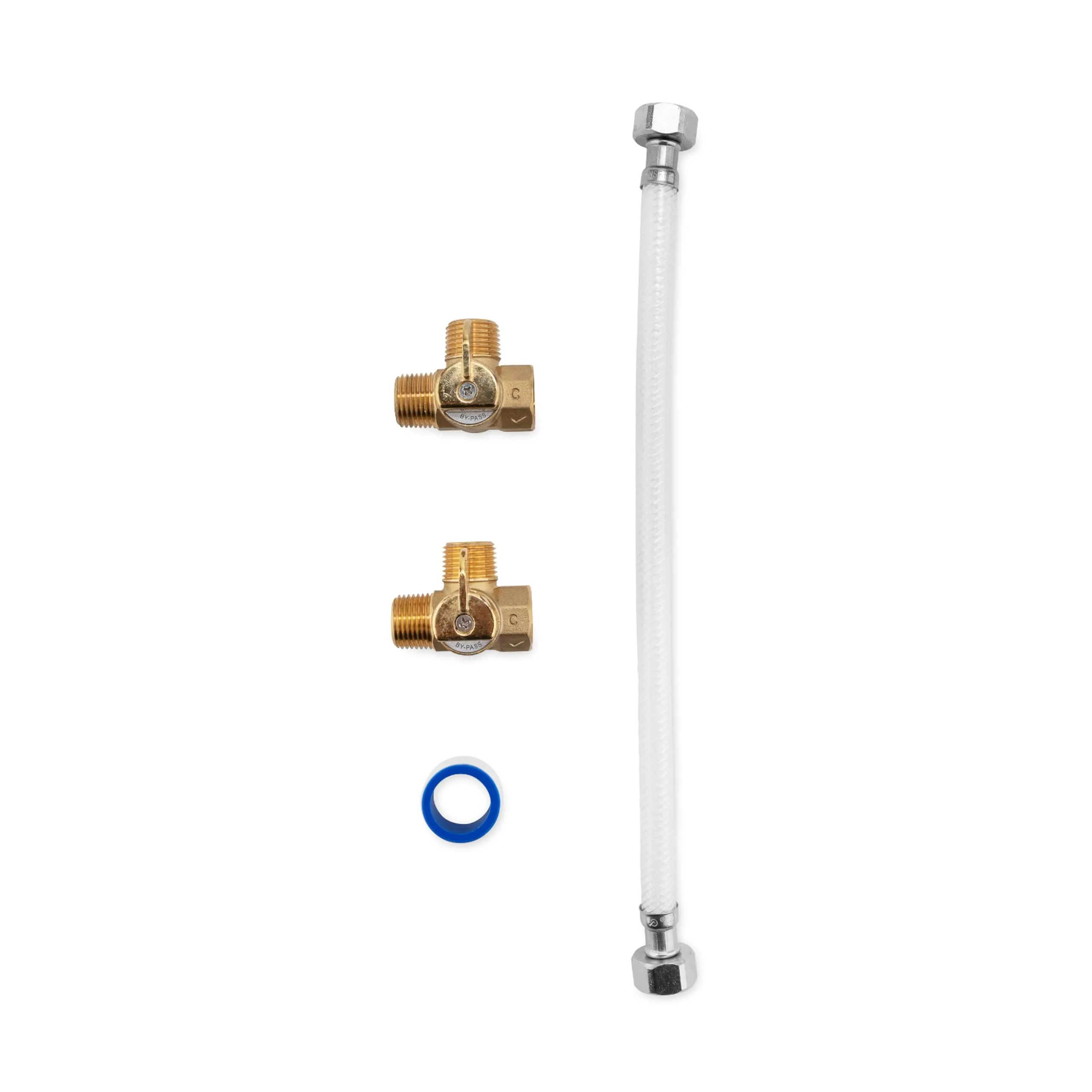 Camco RV Water Heater By-Pass Kit - Features 12-Inch Nylon Reinforced Hose & Durable Brass Valves - Essential RV Winterization Tool - Compatible with 10 Gallon Tanks (35963)