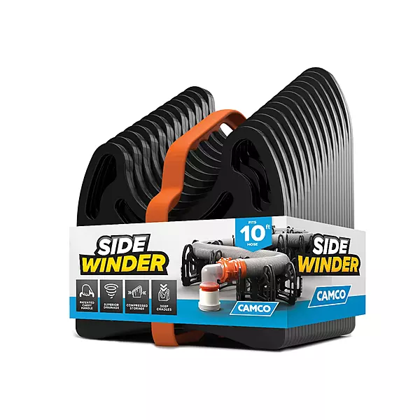 Camco Sidewinder 10-Ft RV Sewer Hose Support - Flexible Telescoping Design for Avoiding Obstacles & Deep Cradles Secure RV