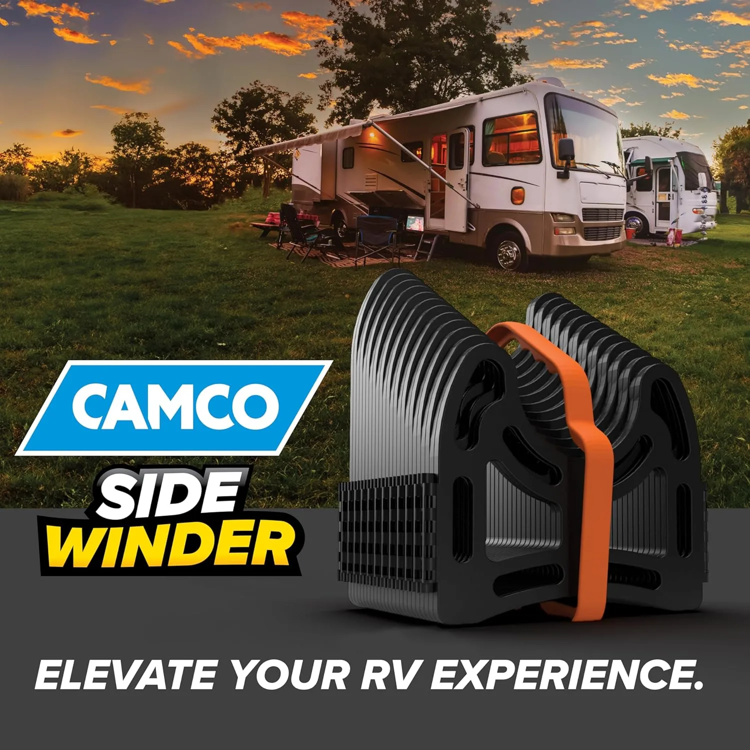 Camco Sidewinder 10-Ft RV Sewer Hose Support - Flexible Telescoping Design for Avoiding Obstacles & Deep Cradles Secure RV