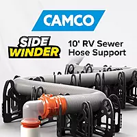 Camco Sidewinder 10-Ft RV Sewer Hose Support - Flexible Telescoping Design for Avoiding Obstacles & Deep Cradles Secure RV
