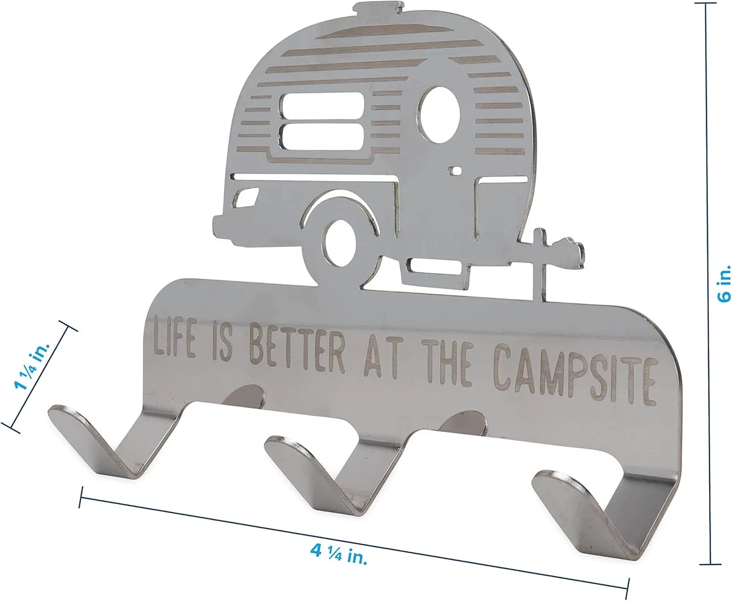 Camco Life is Better at the Campsite Stick-On 3-Hook Key/Leash Hanger | Ideal for Small Spaces | Made of Durable Stainless Steel | (53368) One Size