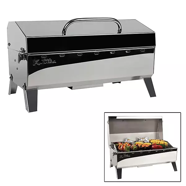 Camco 58131 Stow N' Go 160 Gas Grill with Thermometer and Igniter, White