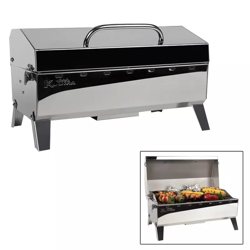 Camco 58131 Stow N' Go 160 Gas Grill with Thermometer and Igniter, White