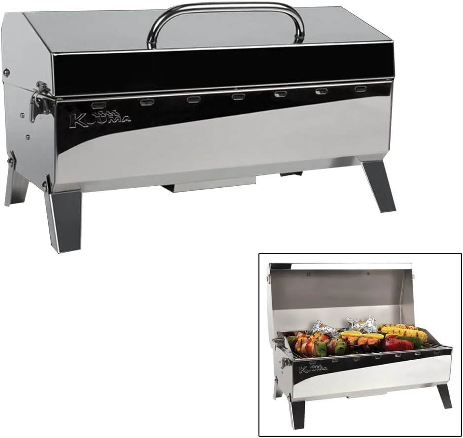 Camco 58131 Stow N' Go 160 Gas Grill with Thermometer and Igniter, White