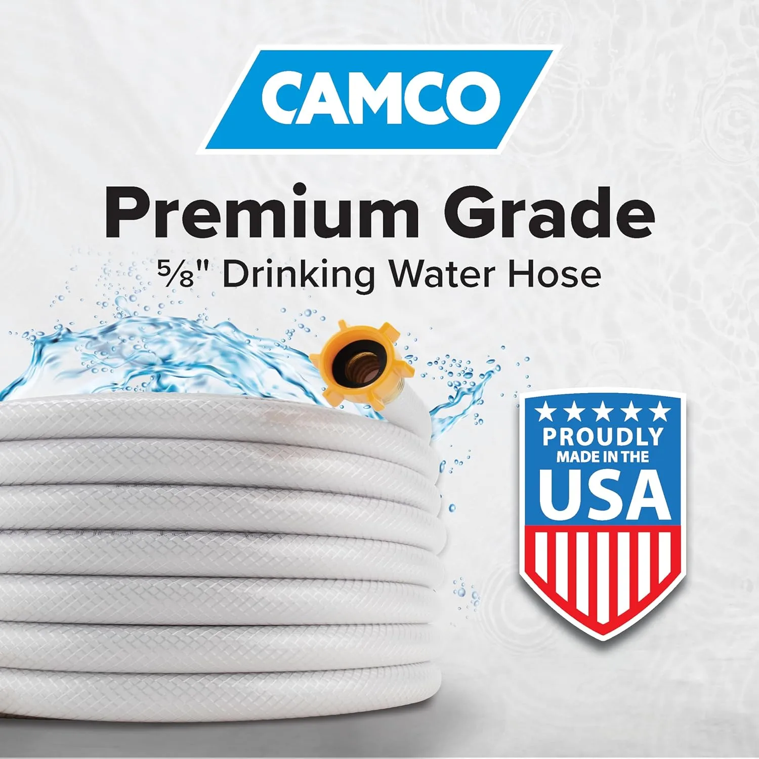 Camco TastePURE 25-Ft Water Hose - RV Drinking Water Hose Contains No Lead, No BPA & No Phthalate - Features Diamond-Hatch Reinforced PVC Design - 5/8” Inside Diameter, Made in the USA (22783) 25-Foot