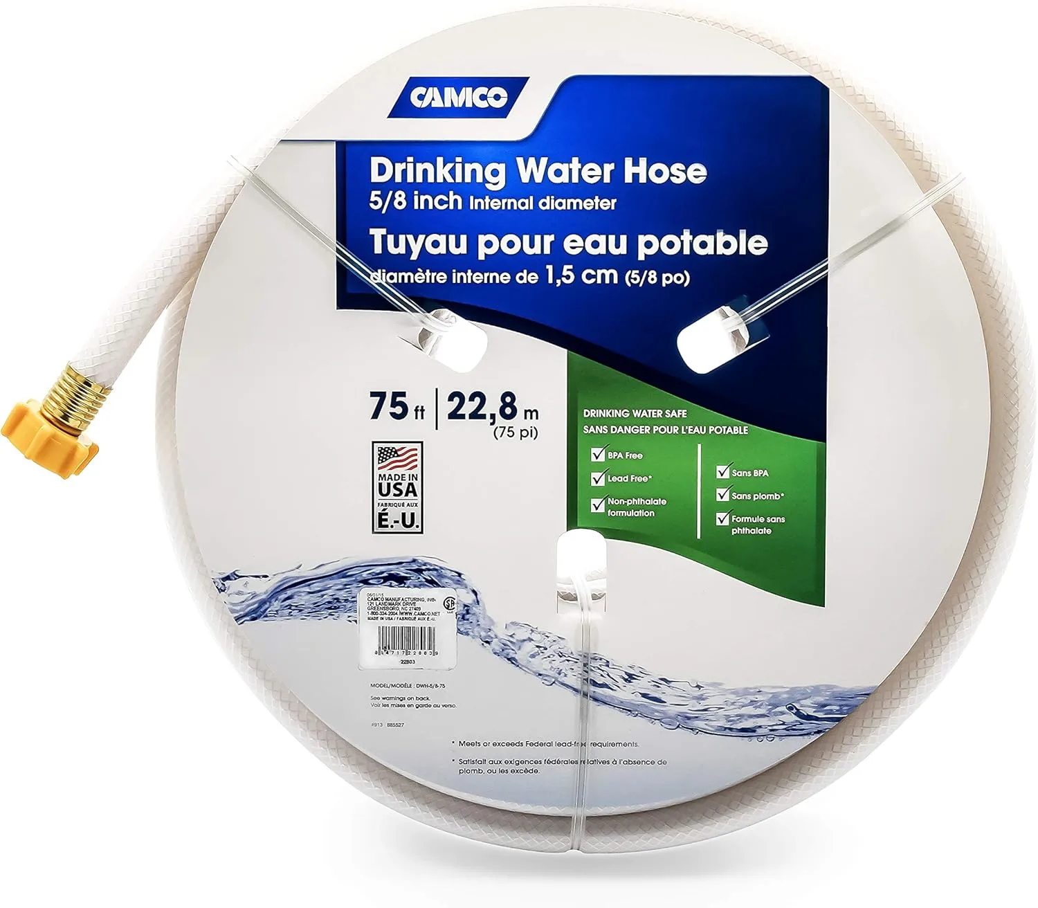 Camco 75ft TastePURE Drinking Water Hose, 5/8" ID (22803)