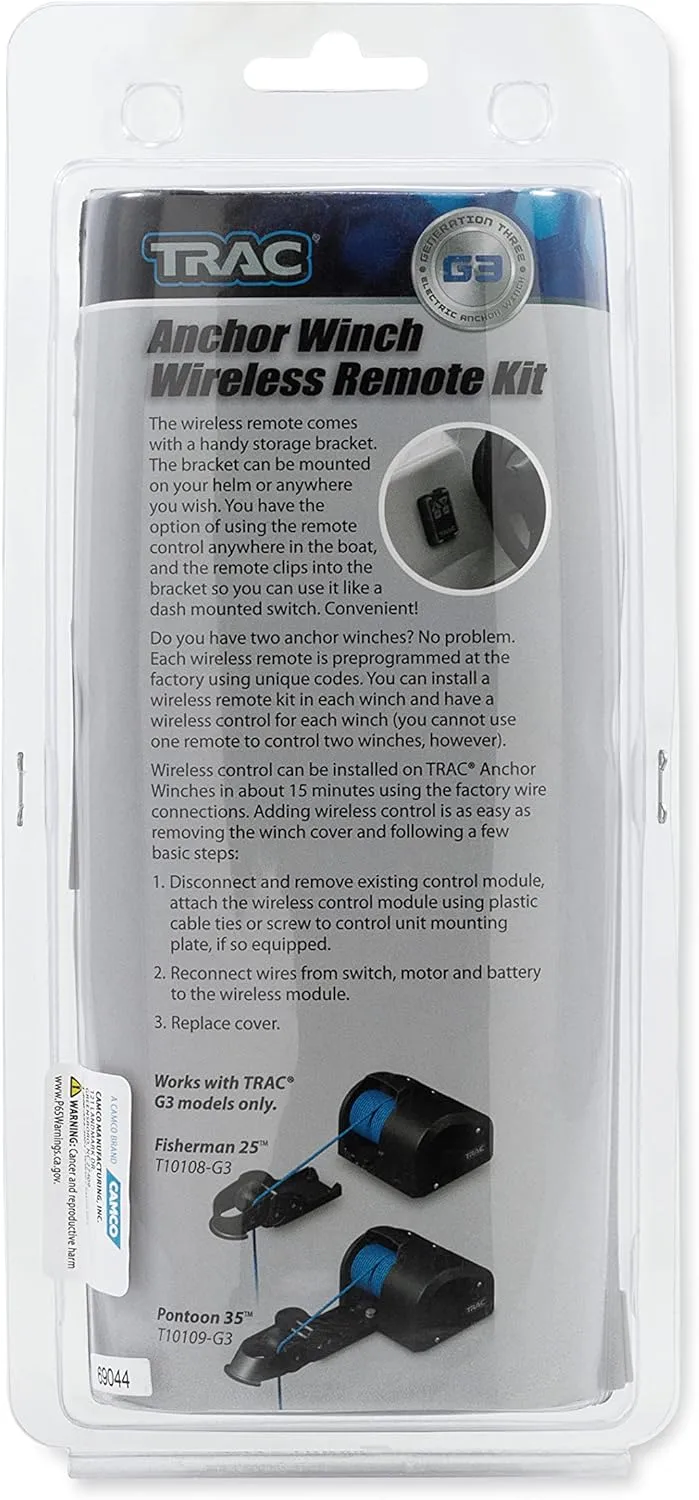 Camco TRAC Outdoors G3 Wireless Winch Remote Kit | Features Remote Control Push-Button Boat Anchor Winch Operation from