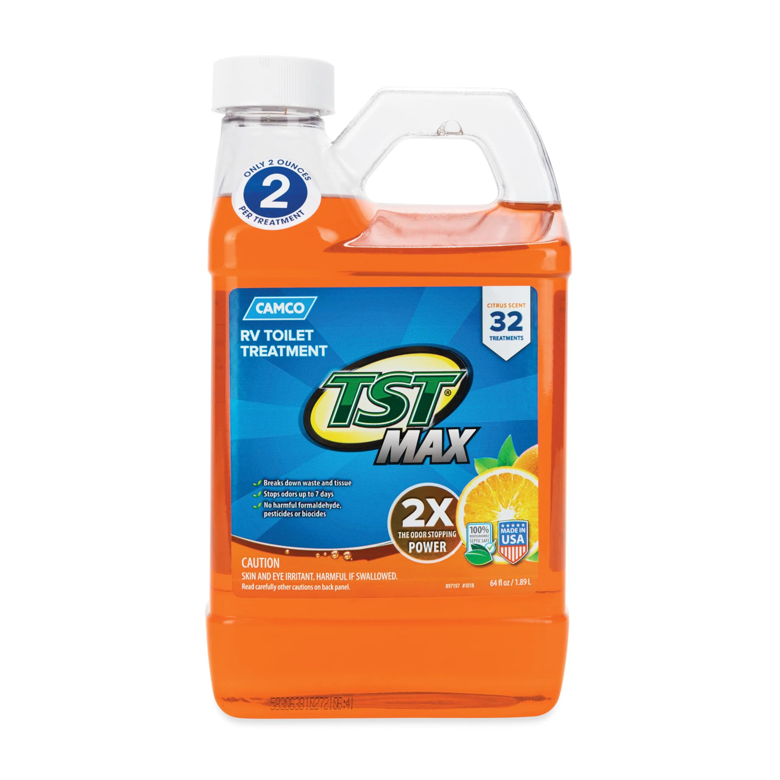 Camco TST MAX RV Toilet Treatment, Orange Scent, 64 oz