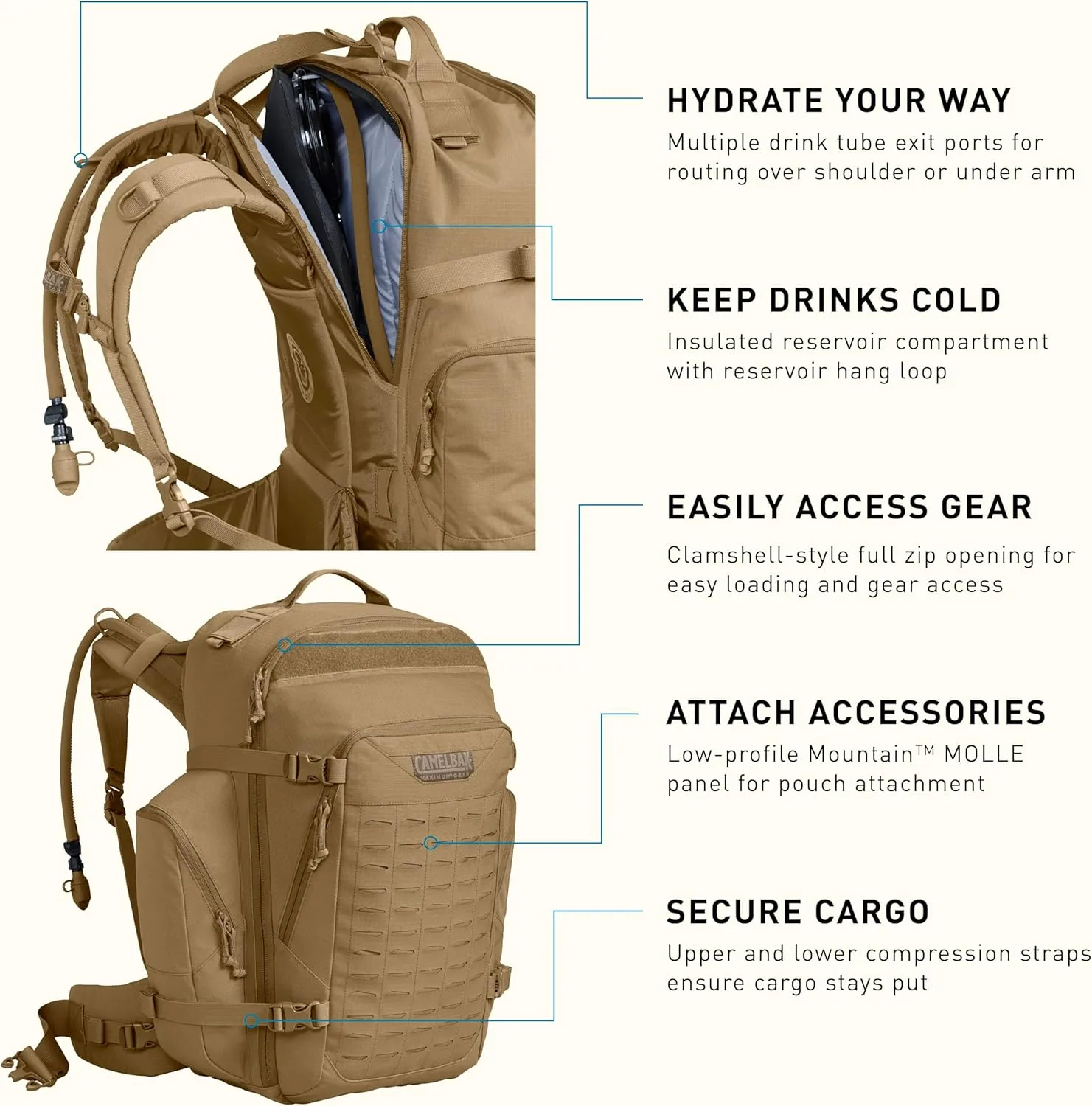 CamelBak BFM Tactical Hydration Backpack with Mil Spec Crux Reservoir