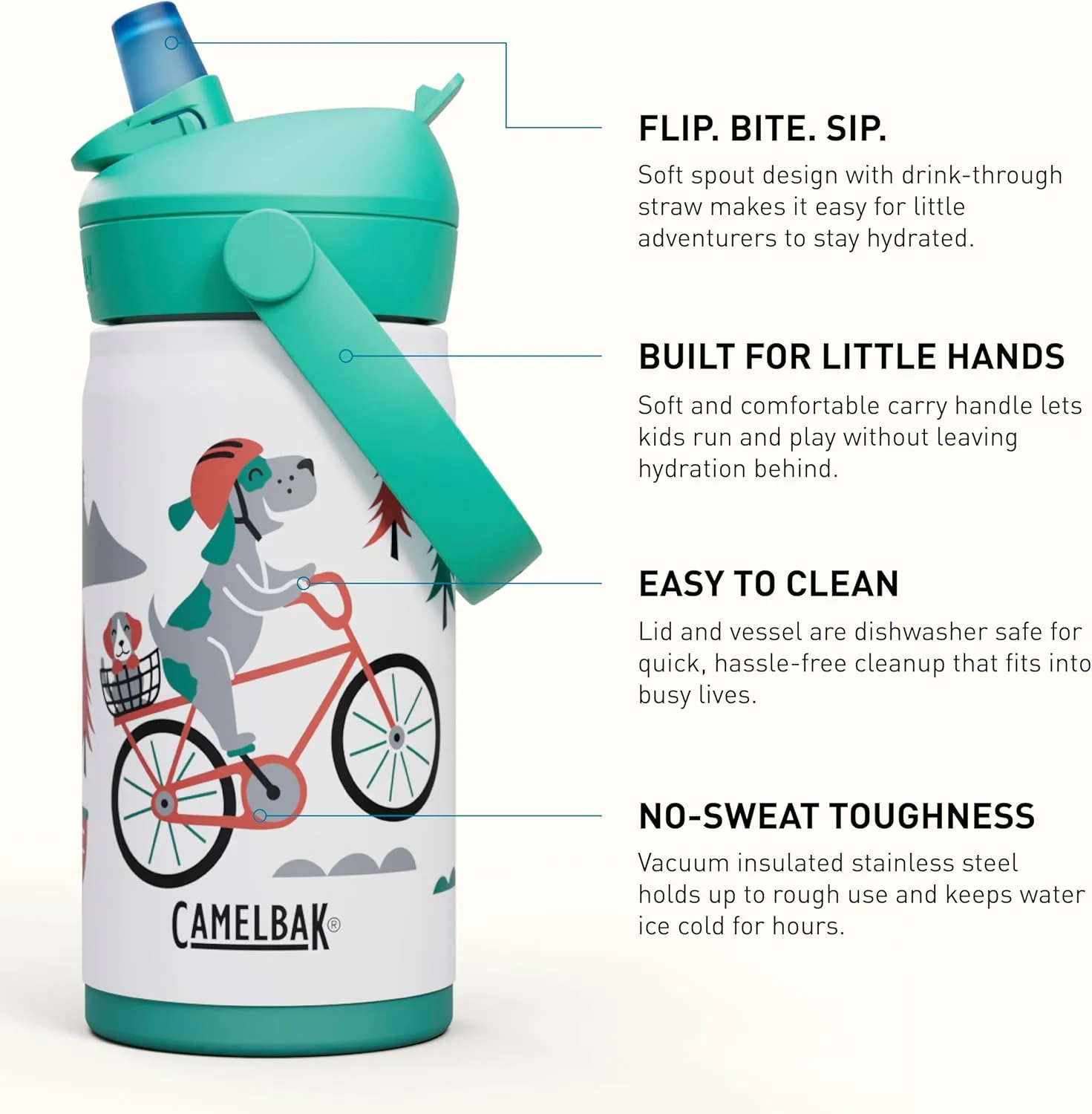 CAMELBAK Thrive Flip Straw Kids Stainless Steel Water Bottle